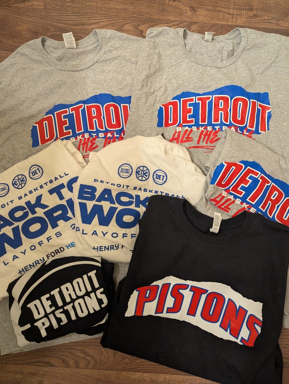 Detroit Pistons 7 T-shirt Lot Sga Game Giveaway Playoffs 2025 Collectors Lot